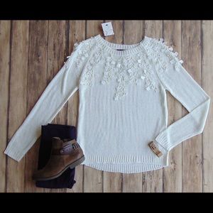 Lace Sweater With Flower Detail